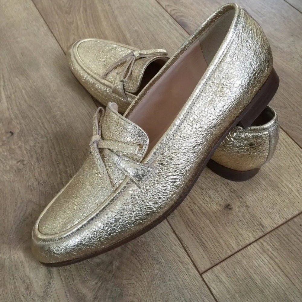 Jcrew academy loafers  metallic leather